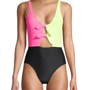 Walmart No boundaries neon one-piece swimsuit